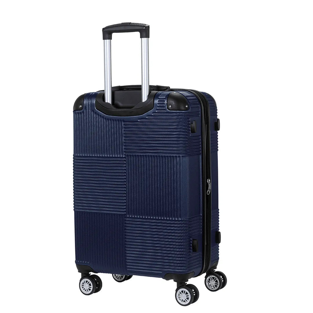 Double wheel expandable luggage navy back