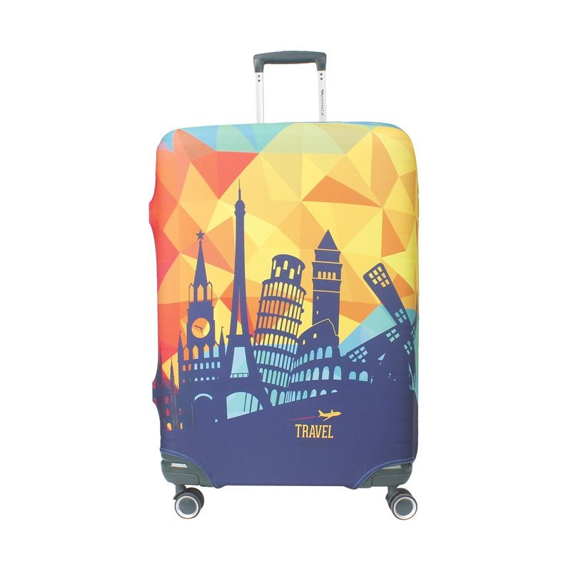 luggage cover with travel print