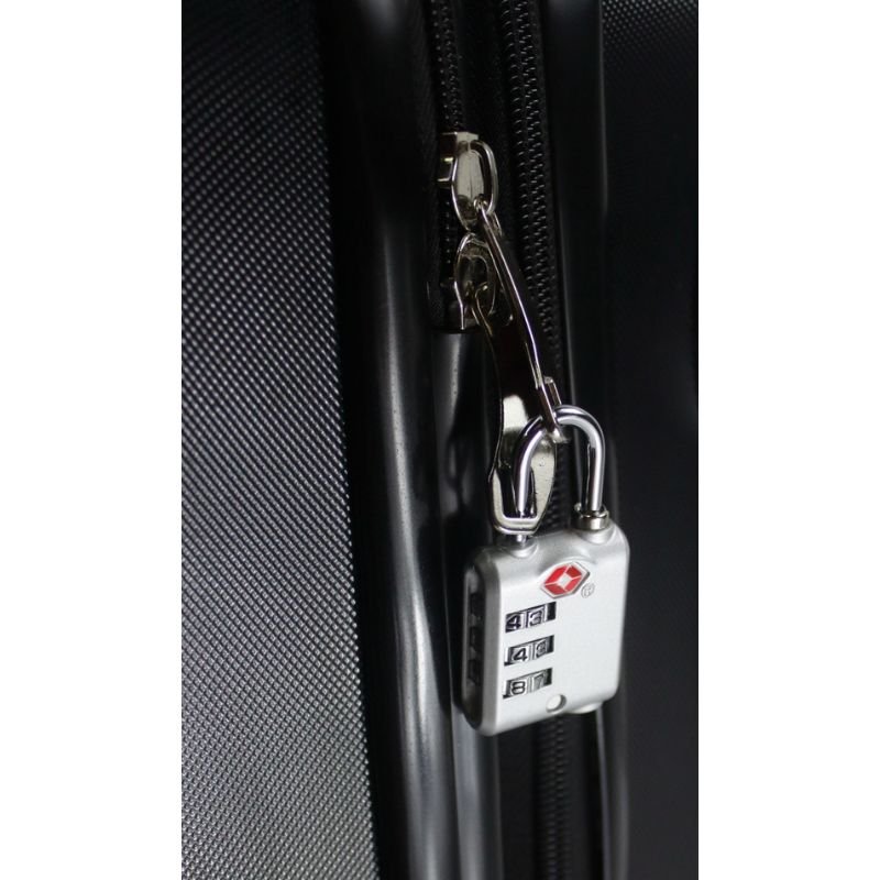 kefi tsa lock silver hanging on luggage